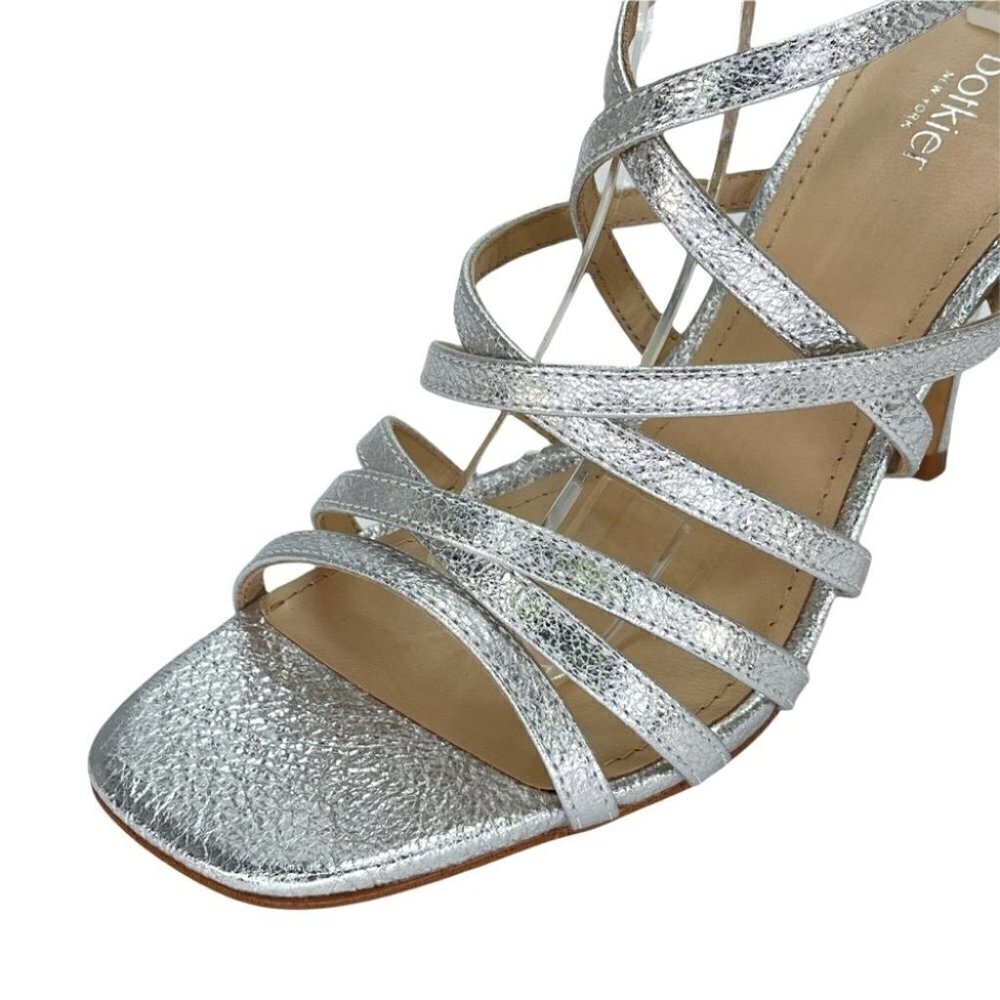 Botkier Lorain Silver Leather Strappy Womens Heels Size 7M - Picture 10 of 13